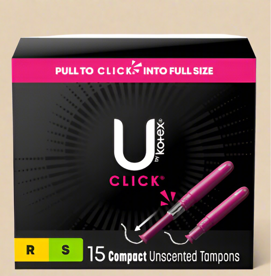 U by Kotex Click® Compact Multipack Tampons – Regular/Super, Unscented, 30 Count