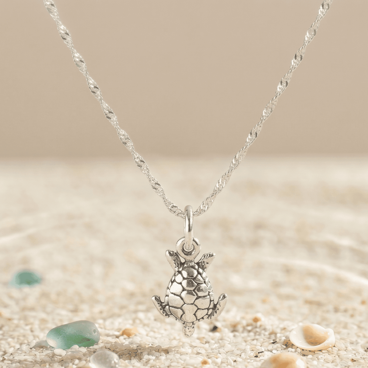 ANKLE BRACELET SEA TURLE PENDANT AND DC BALL CHAIN 10" w/SPRING RING LOCK
