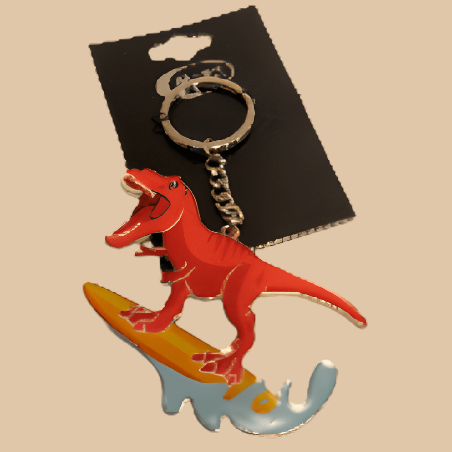 Silver Moon Creations Fashion Keychain – Surfing T-Rex - COLO