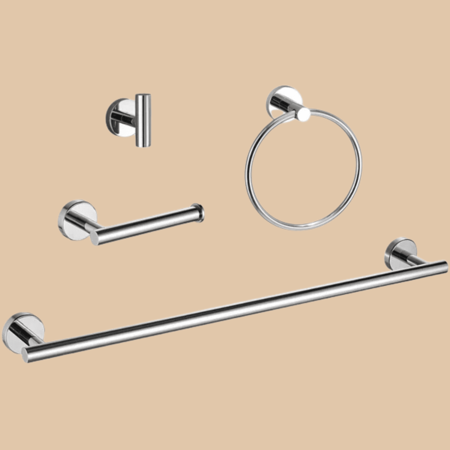 Bathroom Hardware Set 4 Chrome Finish - COLO