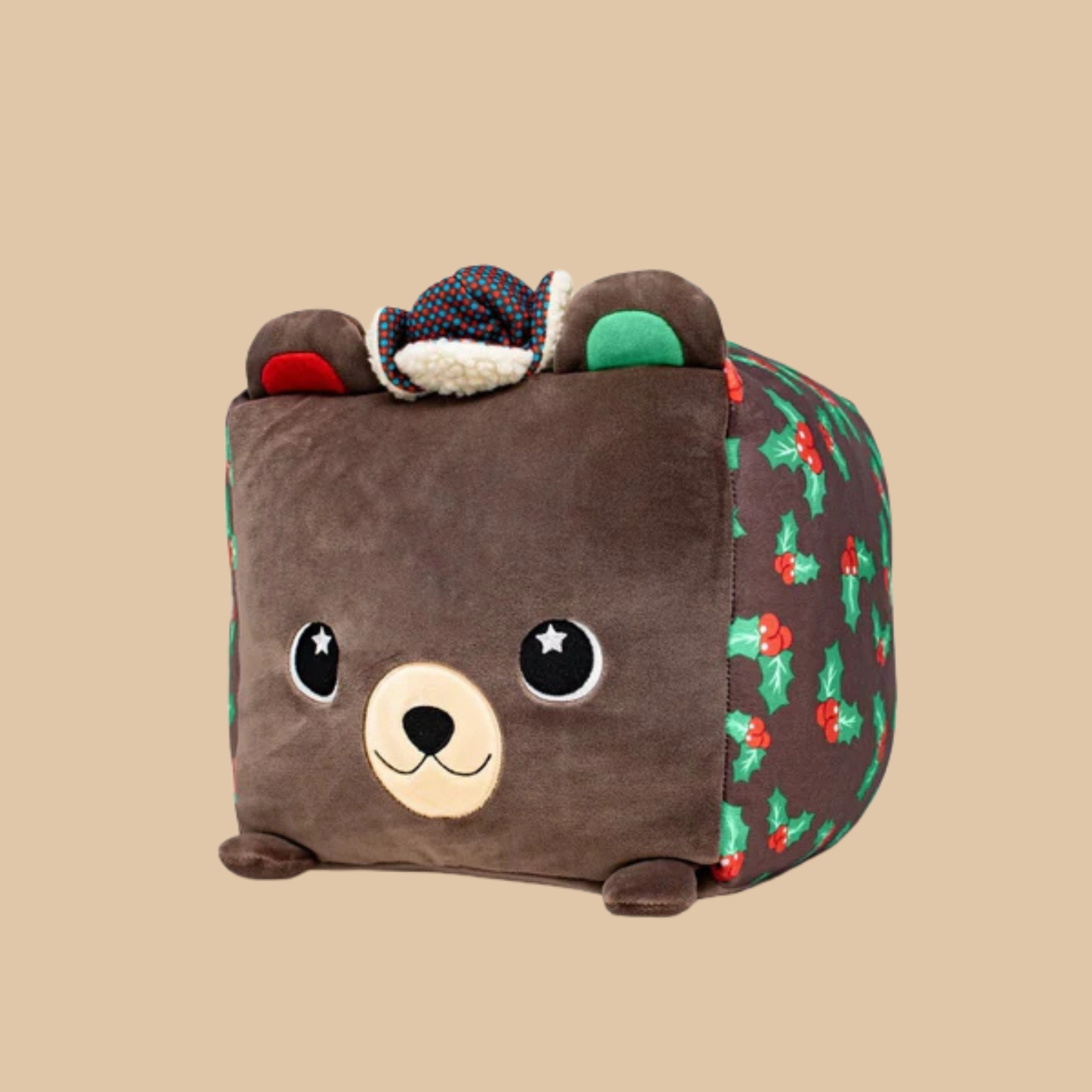 Moosh Moosh Plus Christmas Bear Squish Pillow Stuffed Green 8" x 10"