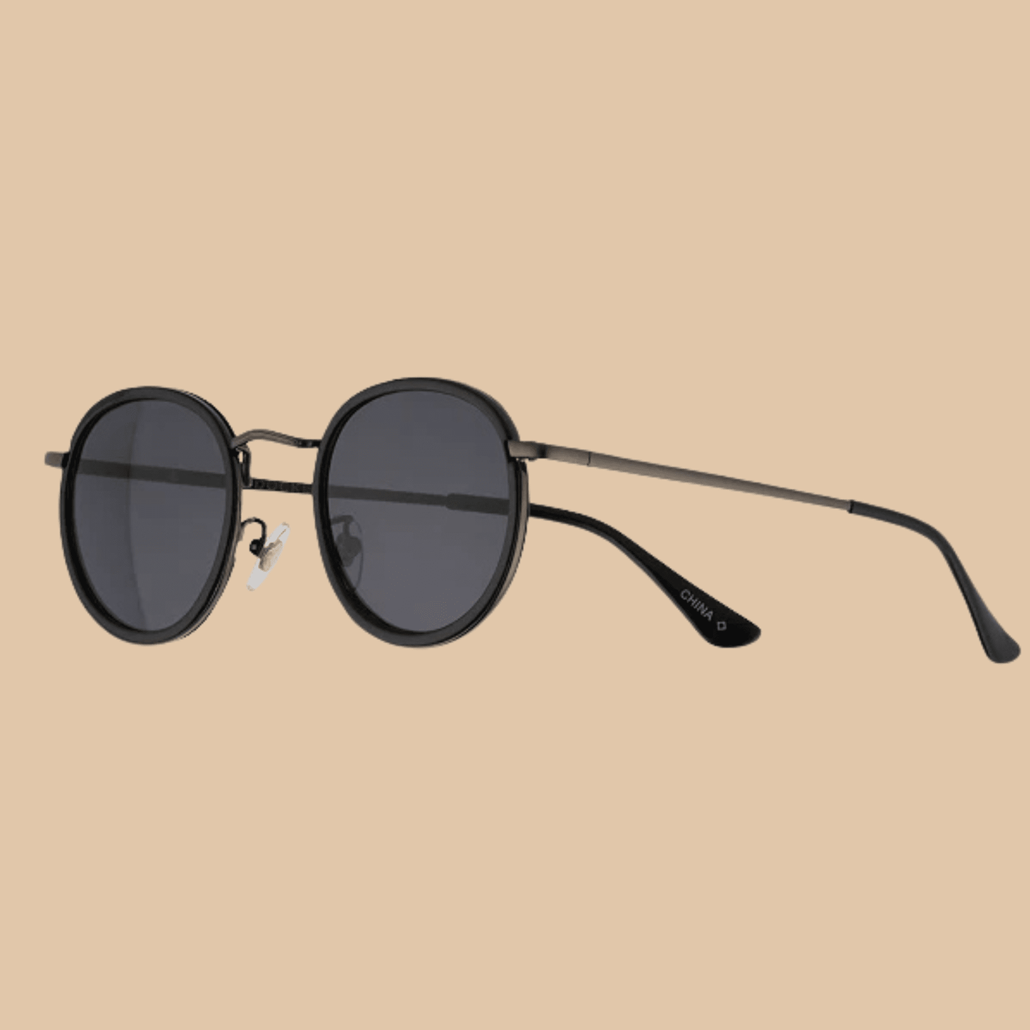 Men’s Dockers Shiny Gunmetal Round Sunglasses - COLO