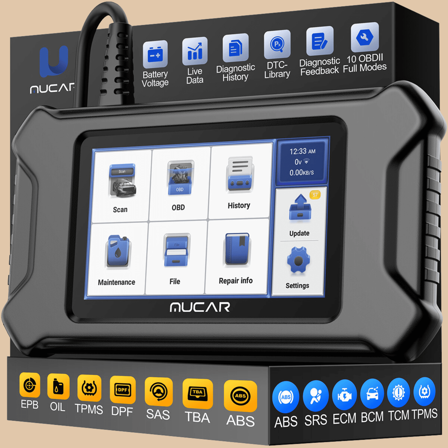 MUCAR CS OBD2 Scanner ABS SRS System Tool - COLO