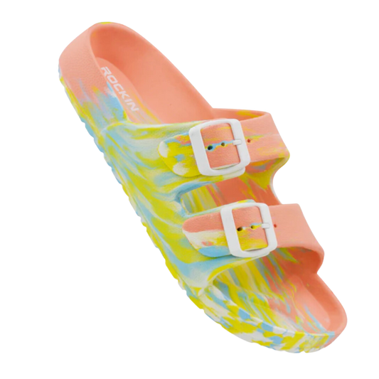 Huntington Buckle Slides- Coral Marbled