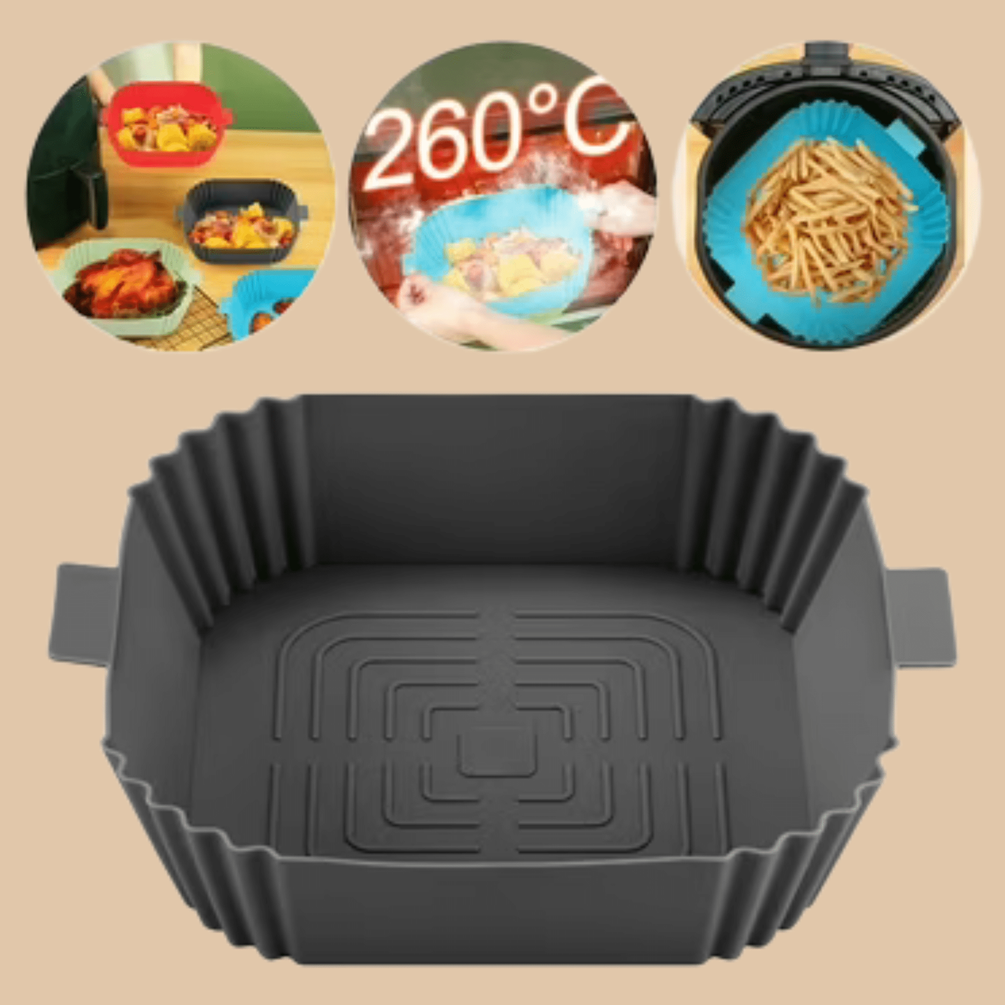Air Fryer Silicone Pot Reusable Square Liner 6.5 Inch - COLO