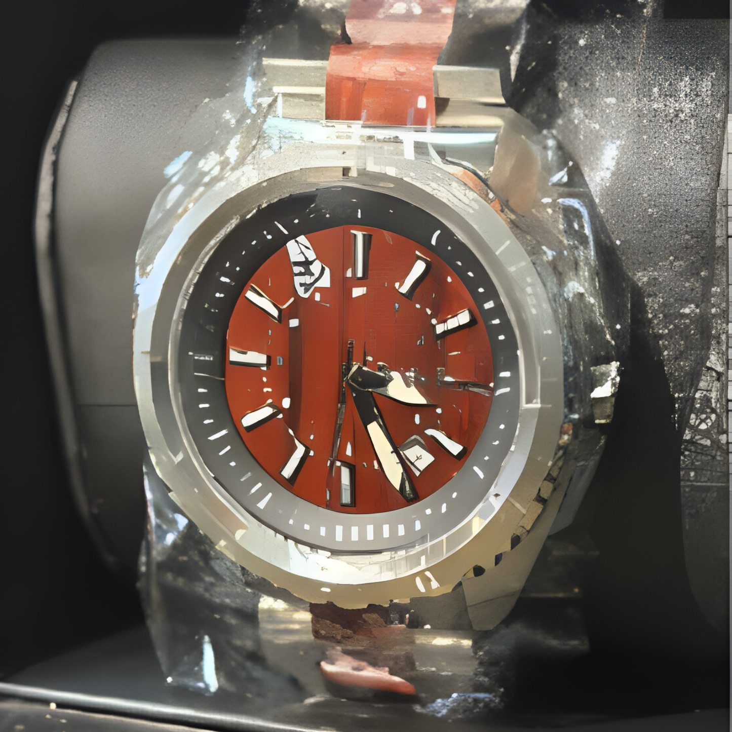 Psycho Bunny Stainless Steel Watch with Wood Accents, Wood-Tone Dial, 3 ATM Water Resistance