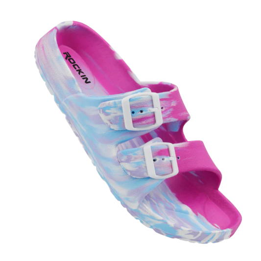 Huntington Buckle Slides- Pink Marbled