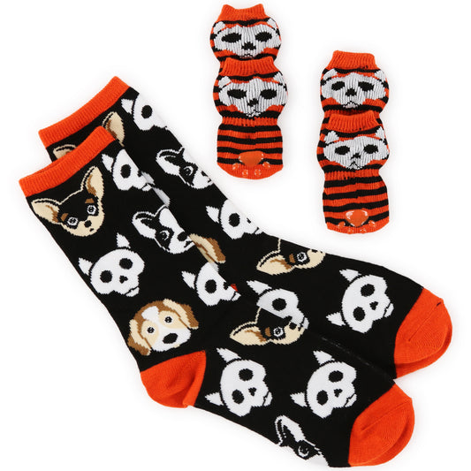 Skull Matching Pet & Owner Socks – Cozy Non-Slip Gripper Set