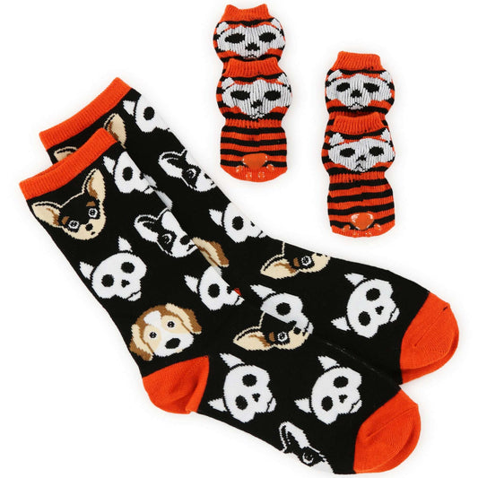 Skull Matching Pet & Owner Socks – Cozy Non-Slip Gripper Set - COLO
