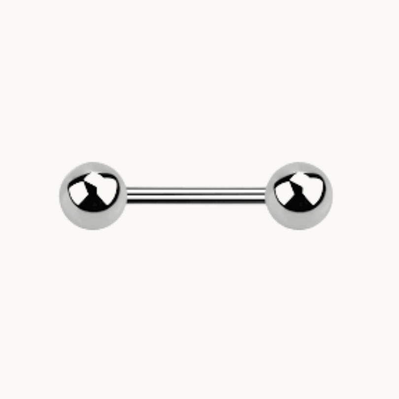 Silver Barbell Piercing – Two Balls