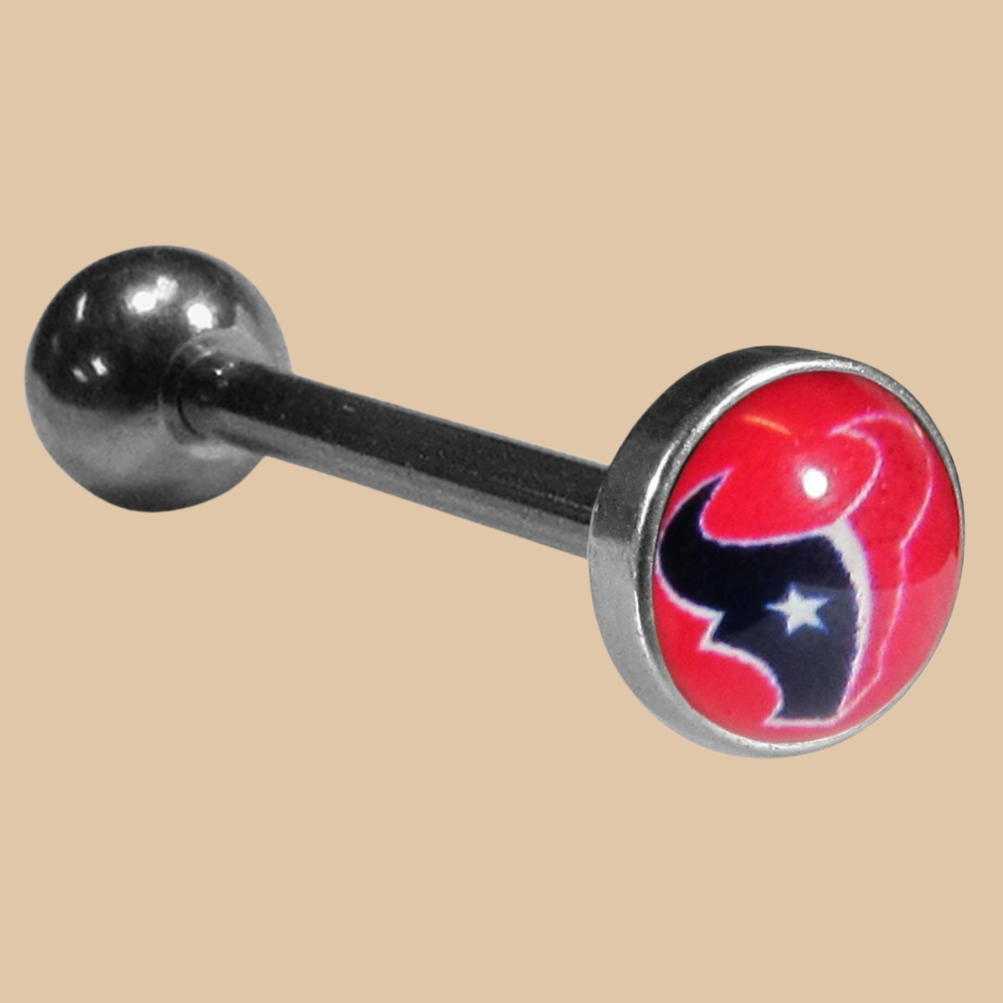Houston Texans NFL Body Jewelry – Barbell Tongue Ring (Red Logo)
