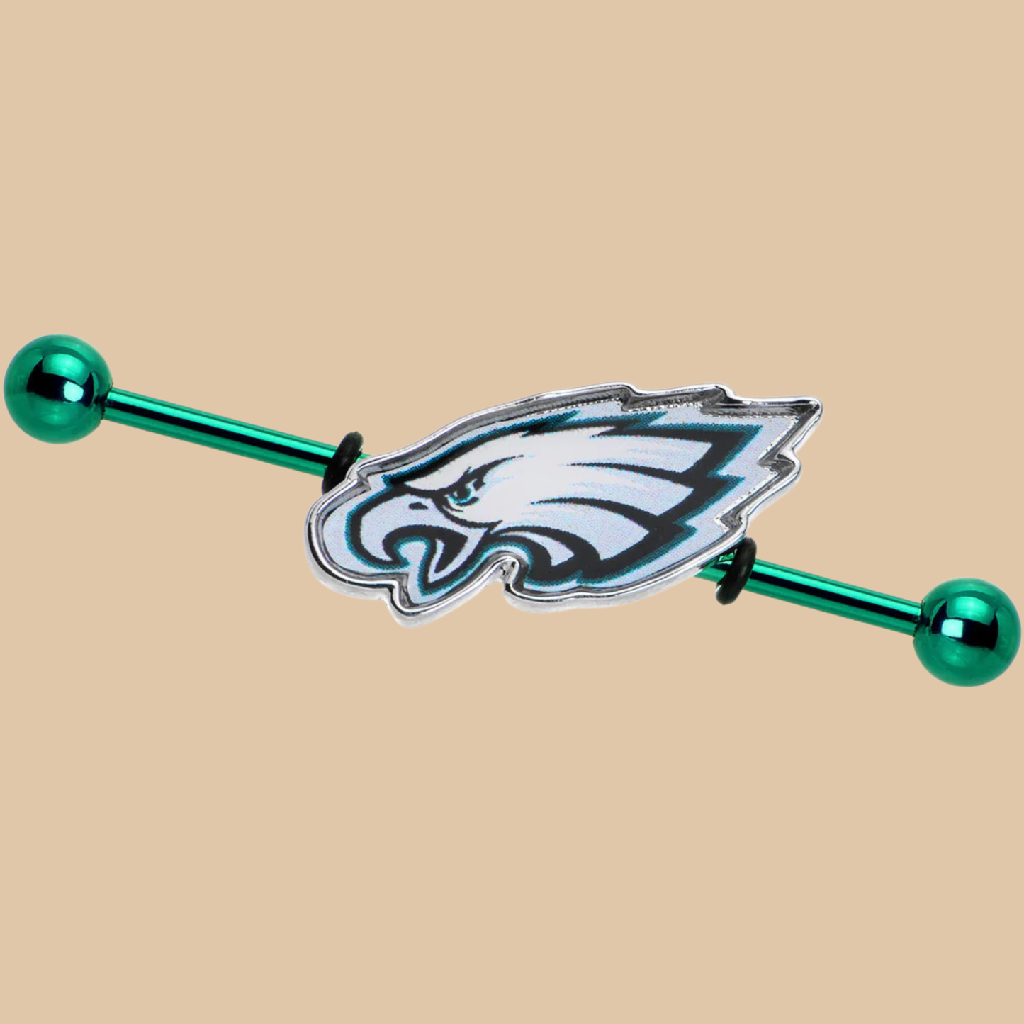 NFL Philadelphia Eagles Green Barbell Nipple Ring Licensed