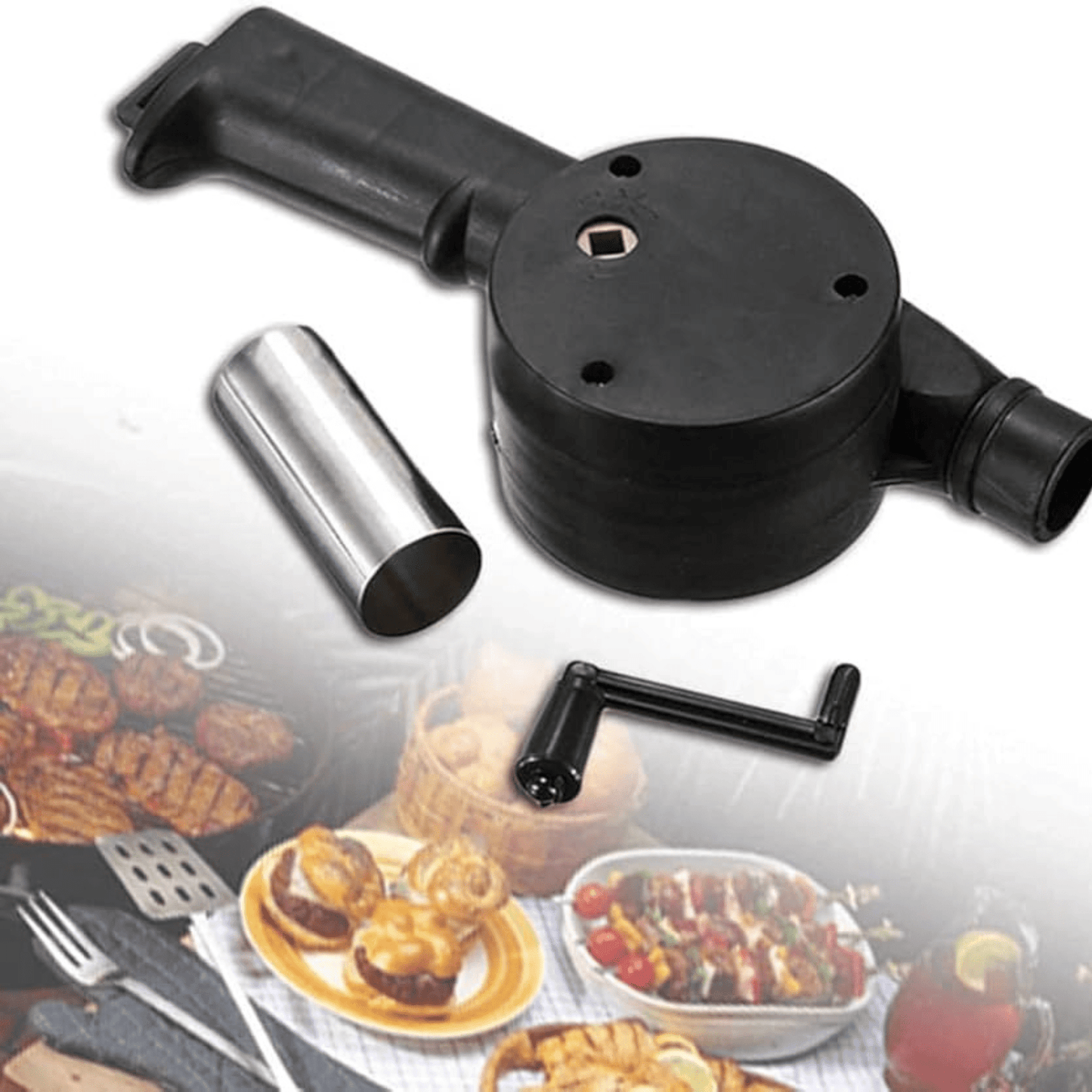 Barbecue Fire Bellows Hand Crank Tool, Black - COLO