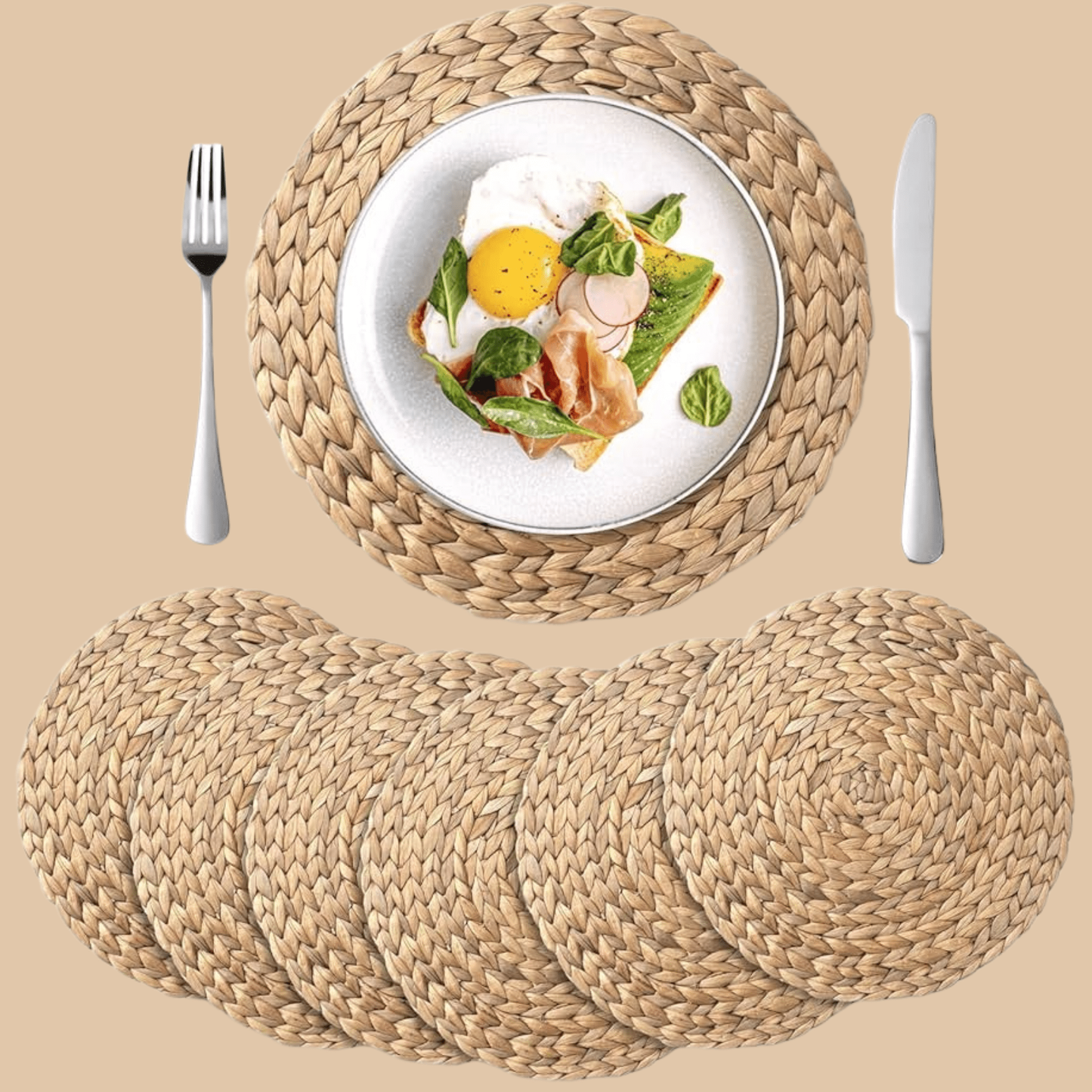 Water Hyacinth Placemats 14 Inch Set of 6 - COLO