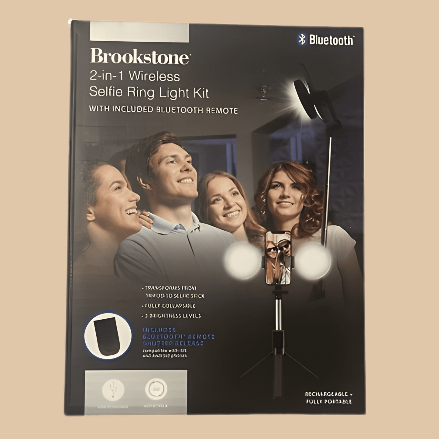 Brownstone 2-in-1 Wireless Selfie Ring Light Kit with Tripod & Bluetooth Remote - COLO