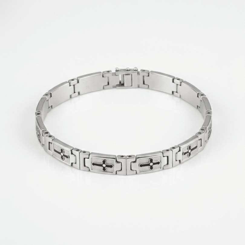 Men's Silver-Tone Celtic Cross Link Bracelet - COLO