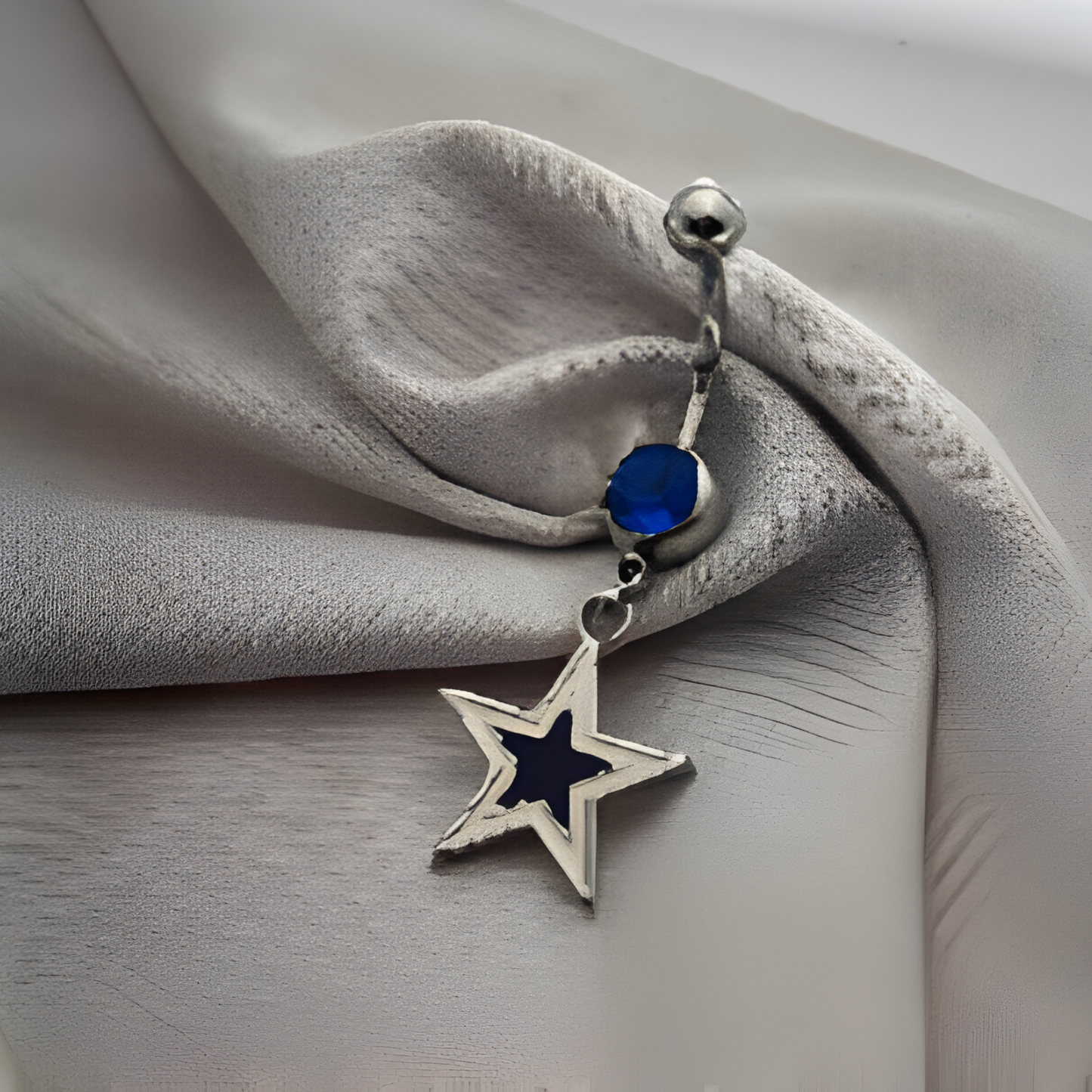 NFL Dallas Cowboys Dangle Star Belly Ring Stainless Steel Curved Barbell