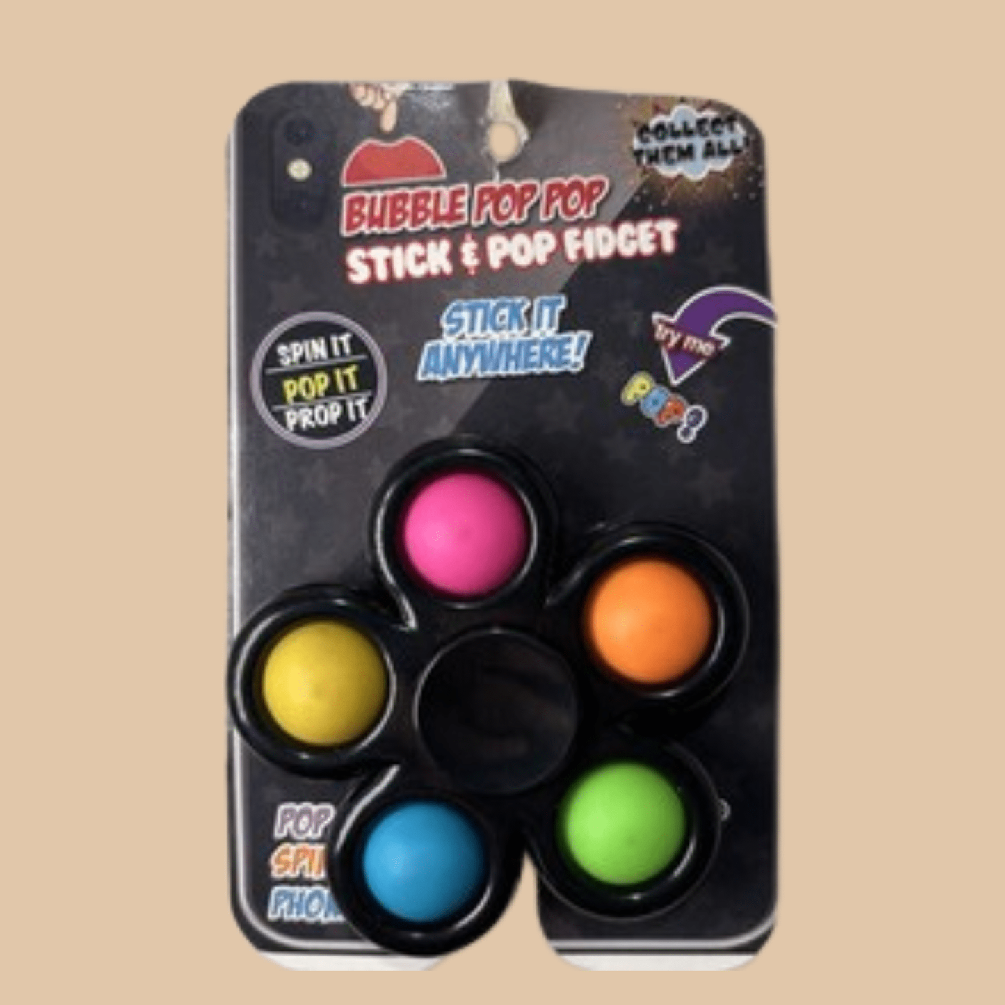 Stick & Pop Fidget Spinner – Multi-Color Sensory Toy New - COLO