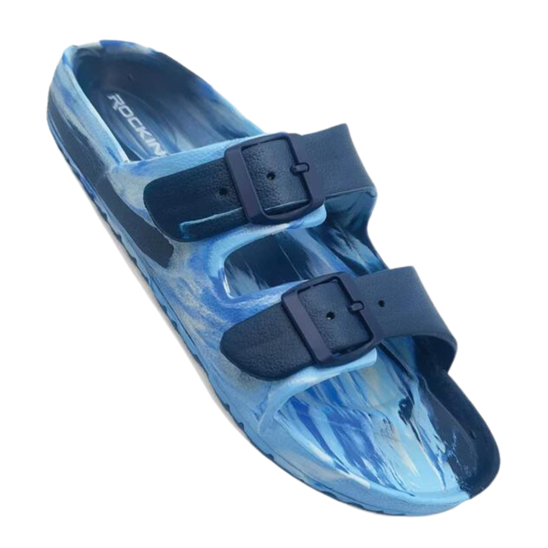 Huntington Buckle Slides- Blue Marbled