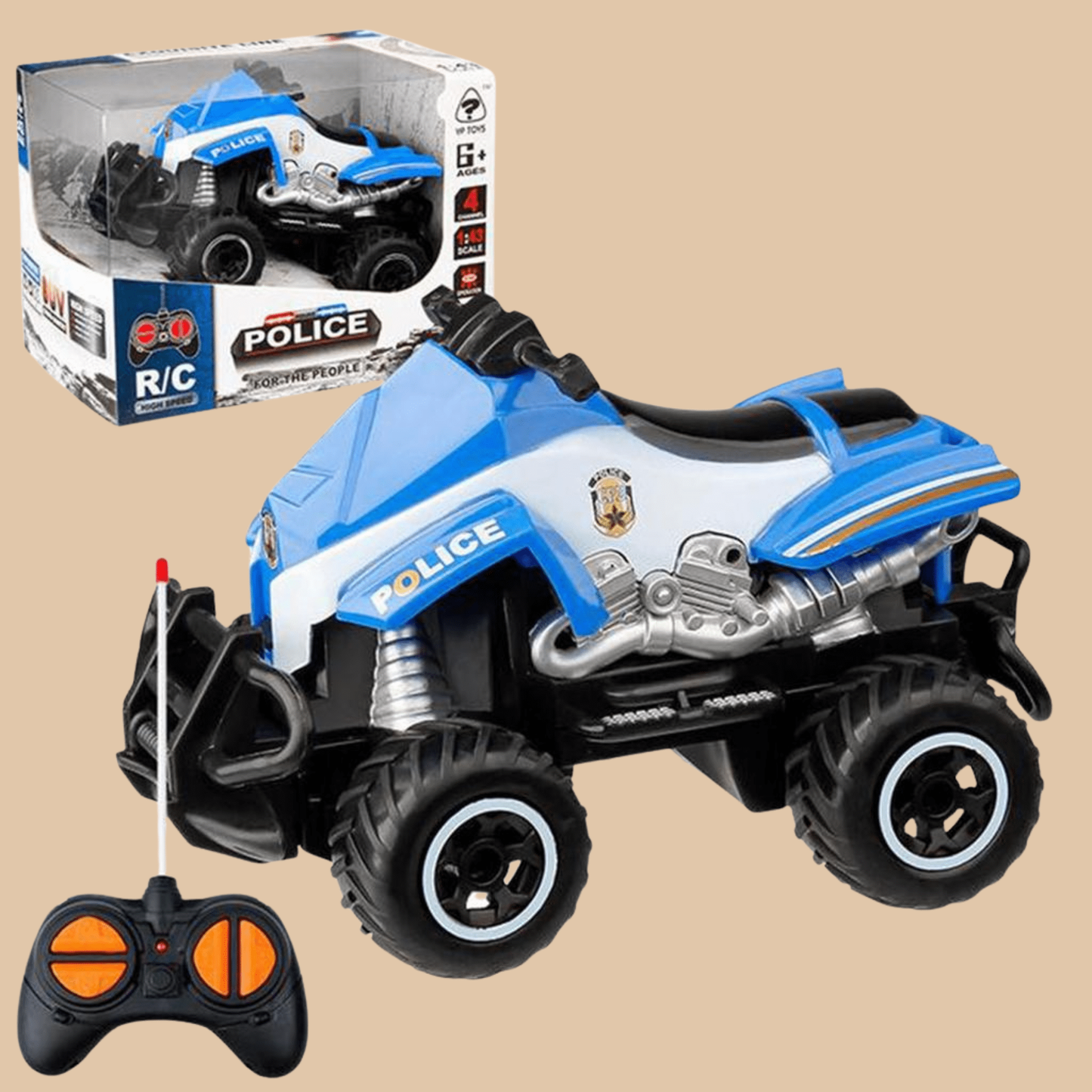 HST RC MINI BEACH MOTORCYCLE POLICE, Remote Control Race Car COLOR BLUE AND BLACK - COLO