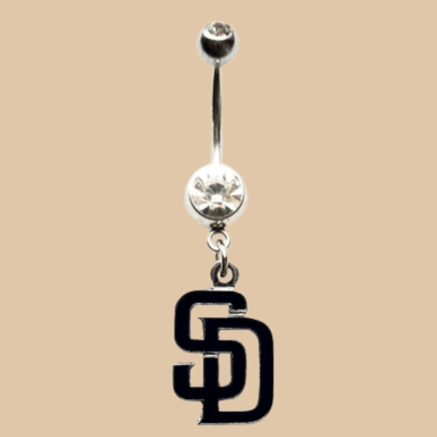 MLB Clear Gem Black Anodized San Diego Padres Belly Ring Licensed - COLO