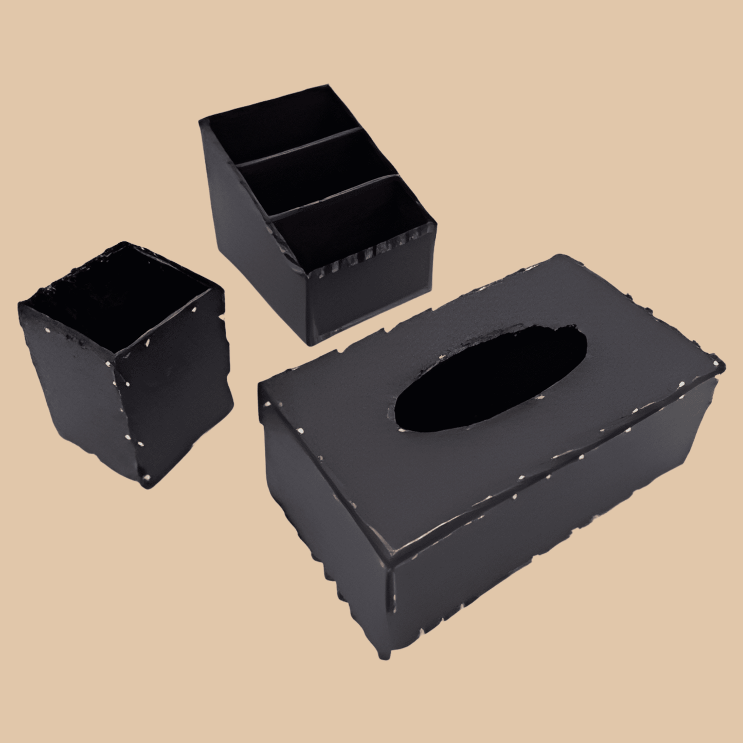 Office Desk Organizer Set 3 Pcs Dark Brown - COLO