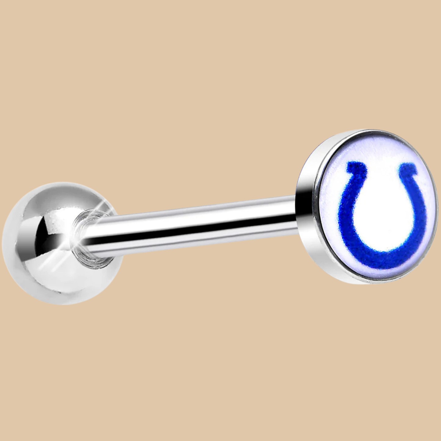NFL BODY JEWELRY Indianapolis Colts Barbell Tongue Ring BLUE AND WHITE LOGO