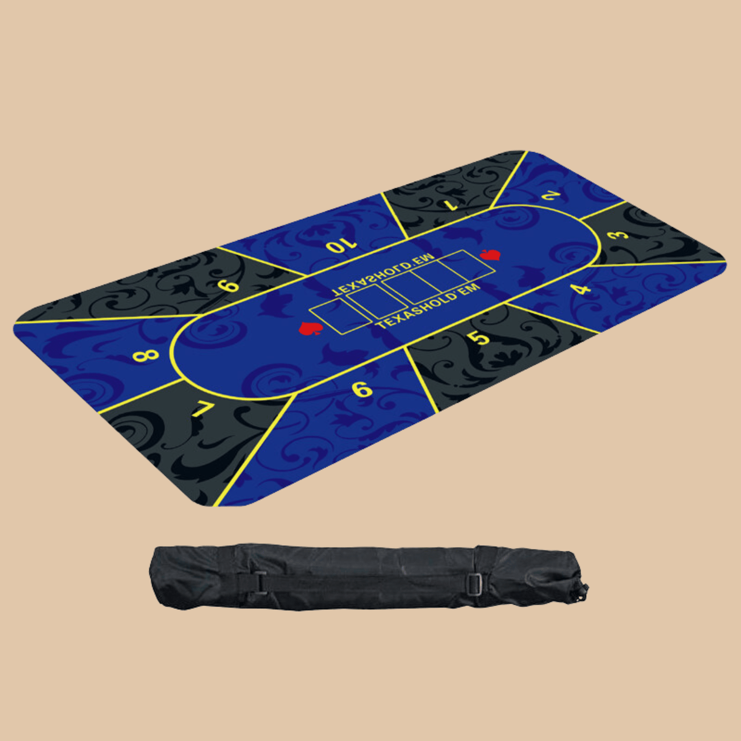Poker Mat 1.8 x 0.9 m, 8 Player Folding Table with Storage Bag - COLO