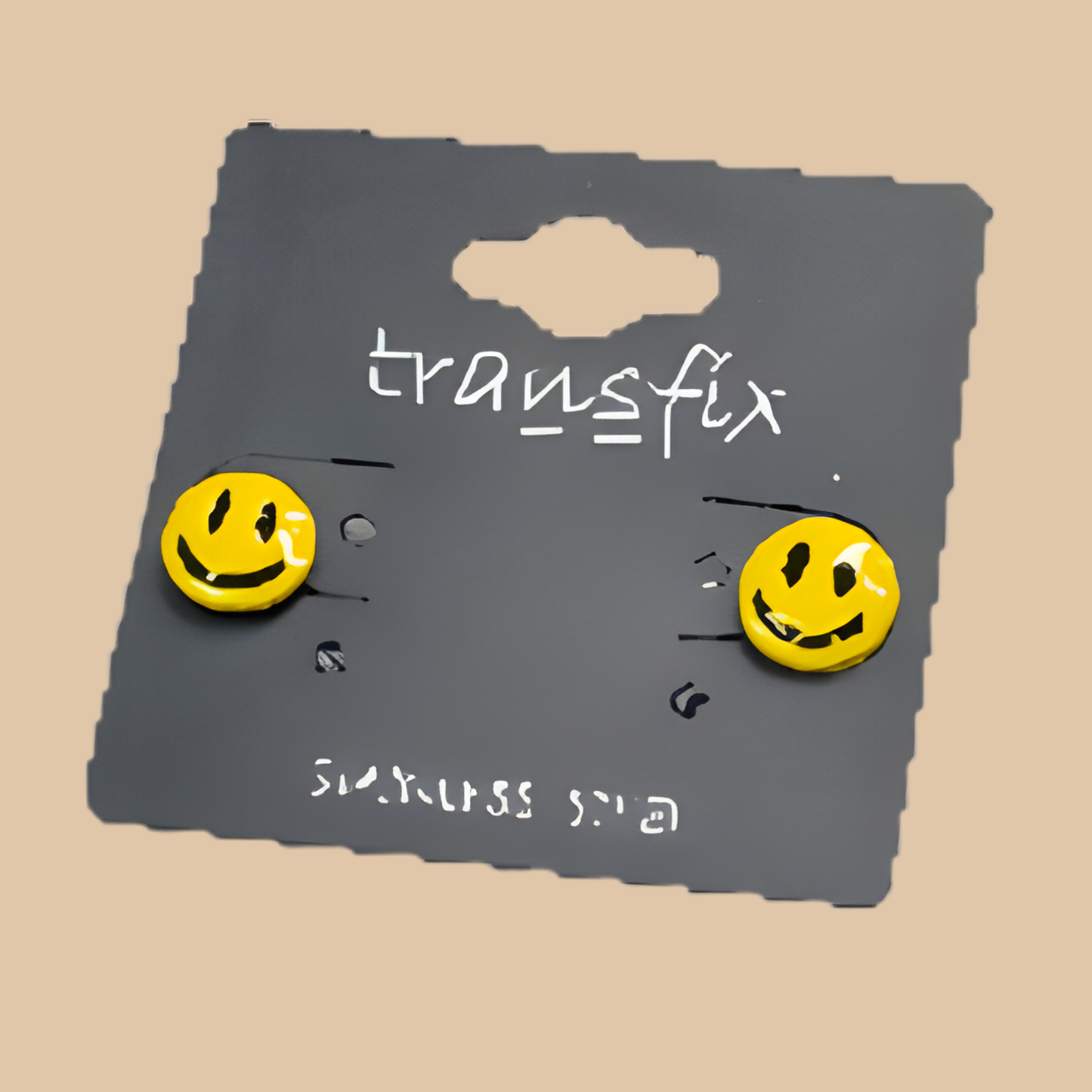 Steel Yellow Smile Face Earring