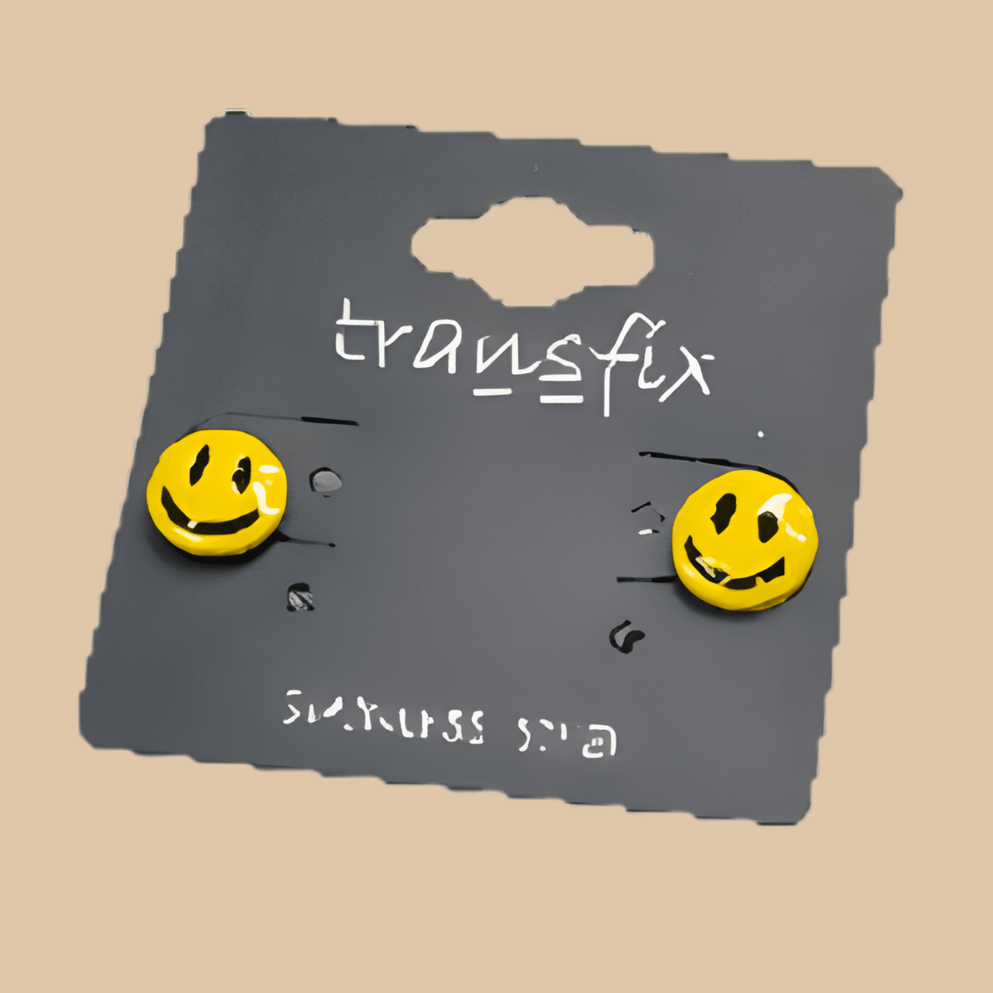 Steel Yellow Smile Face Earring - COLO