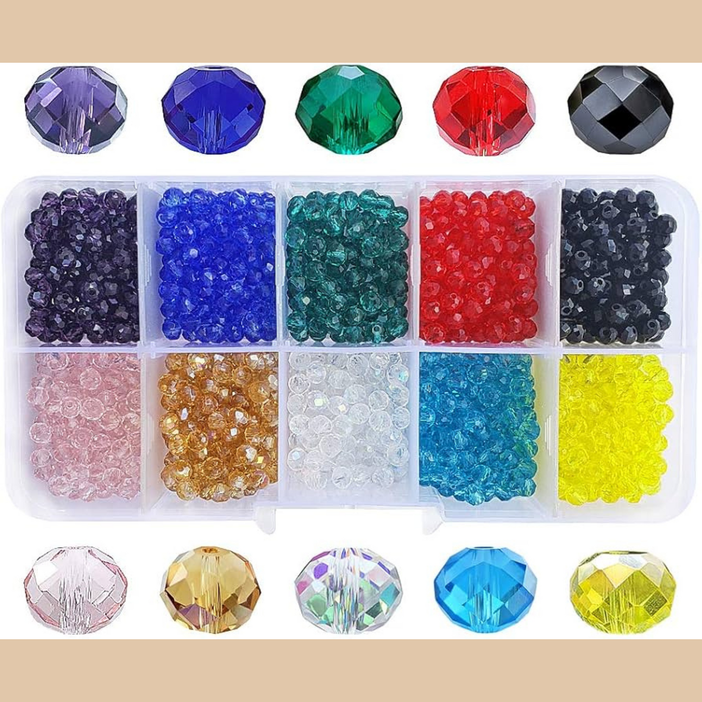 4mm Rondelle Glass Beads for Jewelry Making 1000pcs Faceted Briolette Shape Translucent Crystal Spacer Beads - COLO