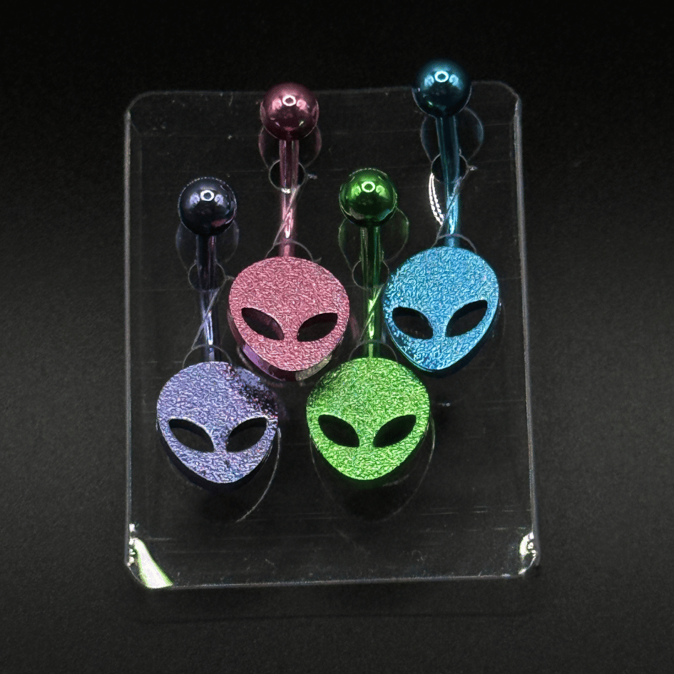 Alien Face Belly Button Ring Set of 4 – Colorful Body Jewelry