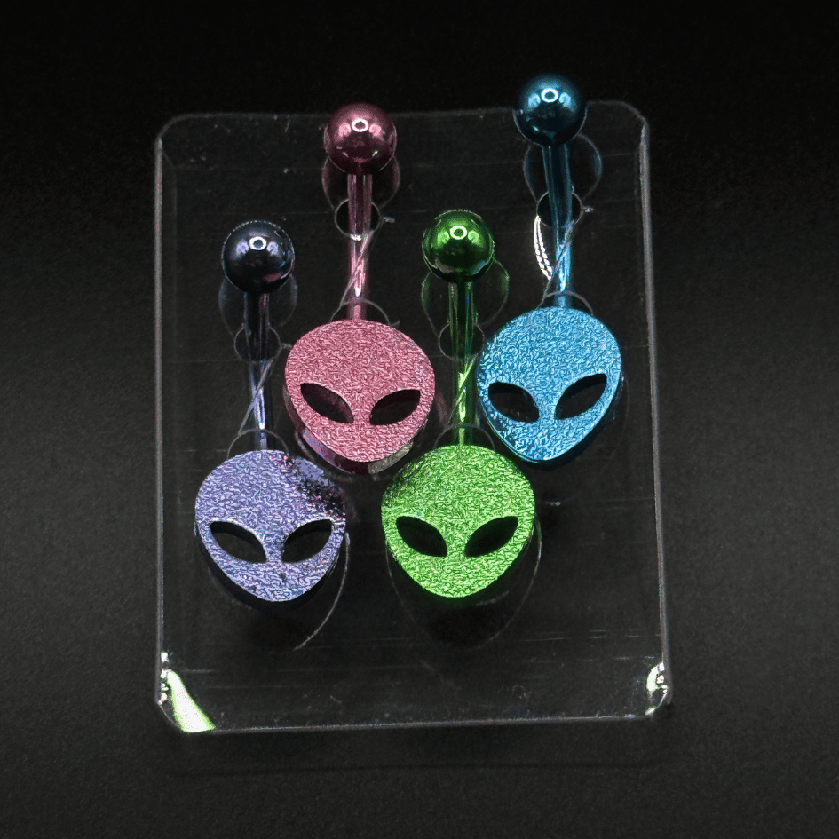 Alien Face Belly Button Ring Set of 4 – Colorful Body Jewelry - COLO