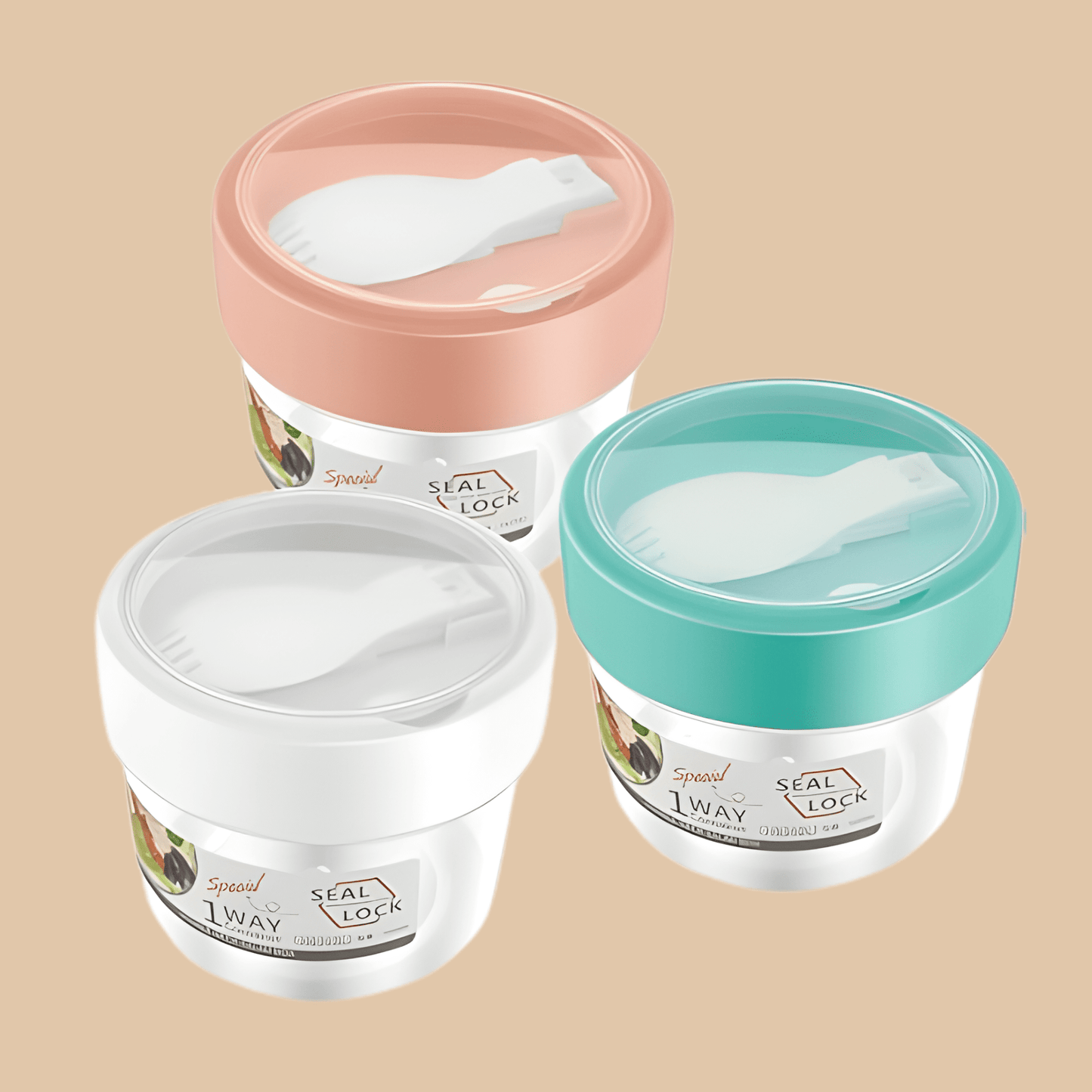 3 Pcs Overnight Oat Container with Lid and Spoon 20oz/600ml - COLO