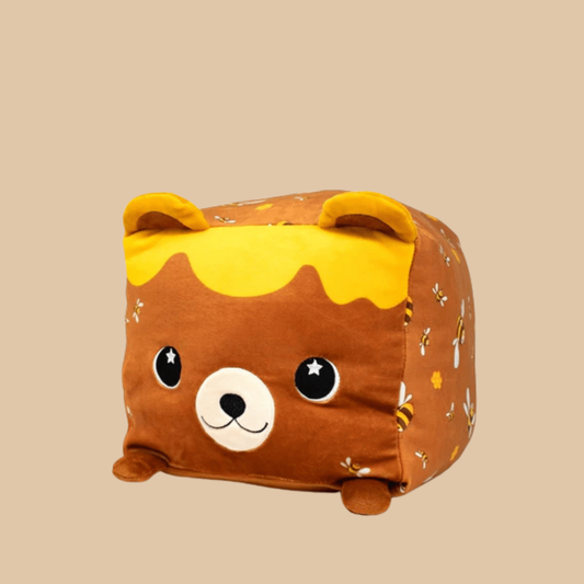 Moosh Moosh Plus Bear Squish Pillow Stuffed Brown and Yellow 8" x 10" - COLO