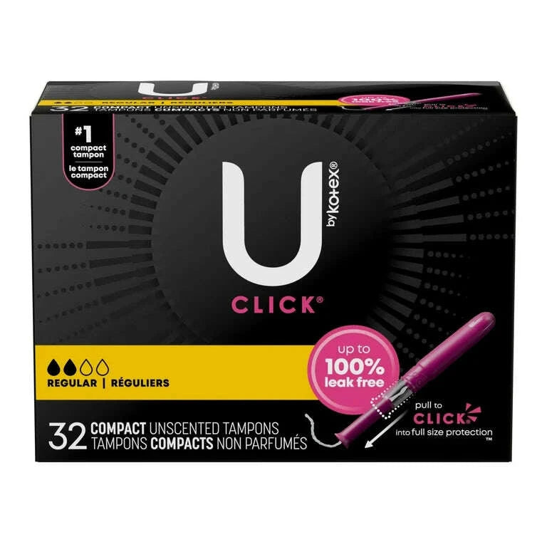 U by Kotex Click® Compact Tampons – Regular, Unscented, 32 Count - COLO