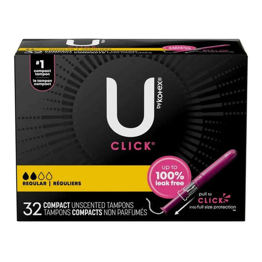 U by Kotex Click® Compact Tampons – Regular, Unscented, 32 Count - COLO