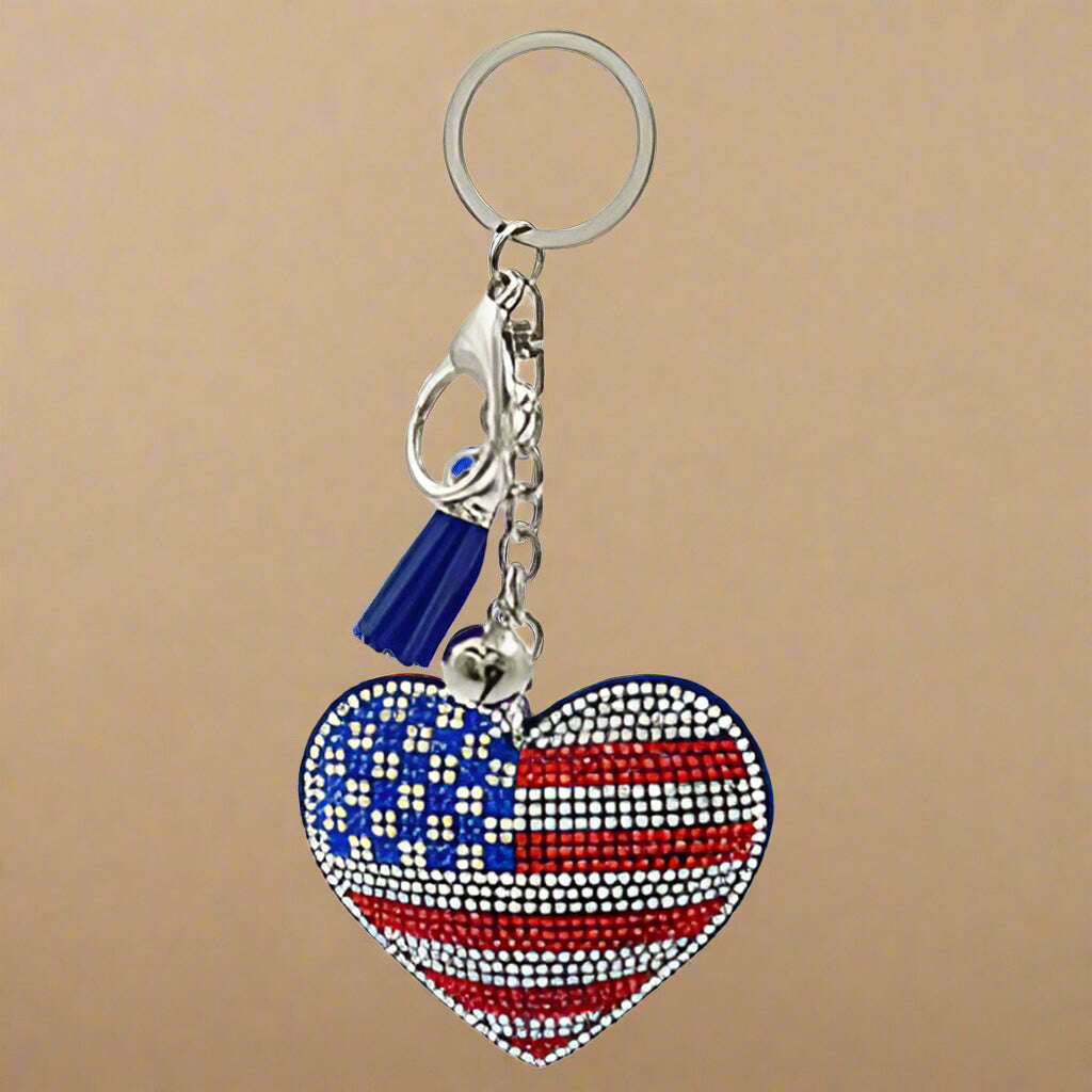 USA Flag Heart Dazzle Keychain - COLO