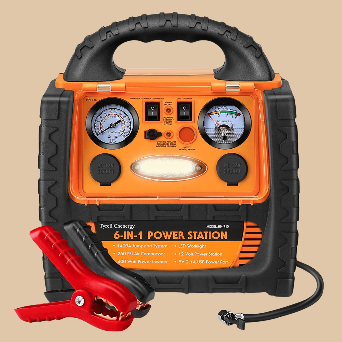 Tigerpwr 5-in-1 Portable Power Pack – Jump Starter, Air Compressor, Power Bank - COLO