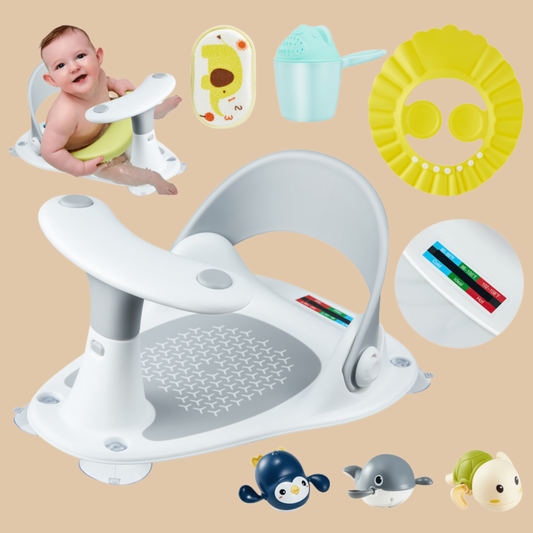 Baby Bath Seat Collapsible Infant Bath Seat Portable Baby Bathtub Seat White & Blue - COLO