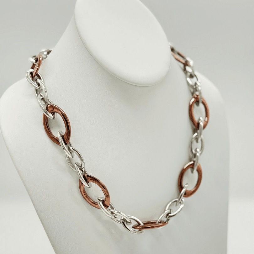 Two-Tone Oval Link Statement Necklace - COLO
