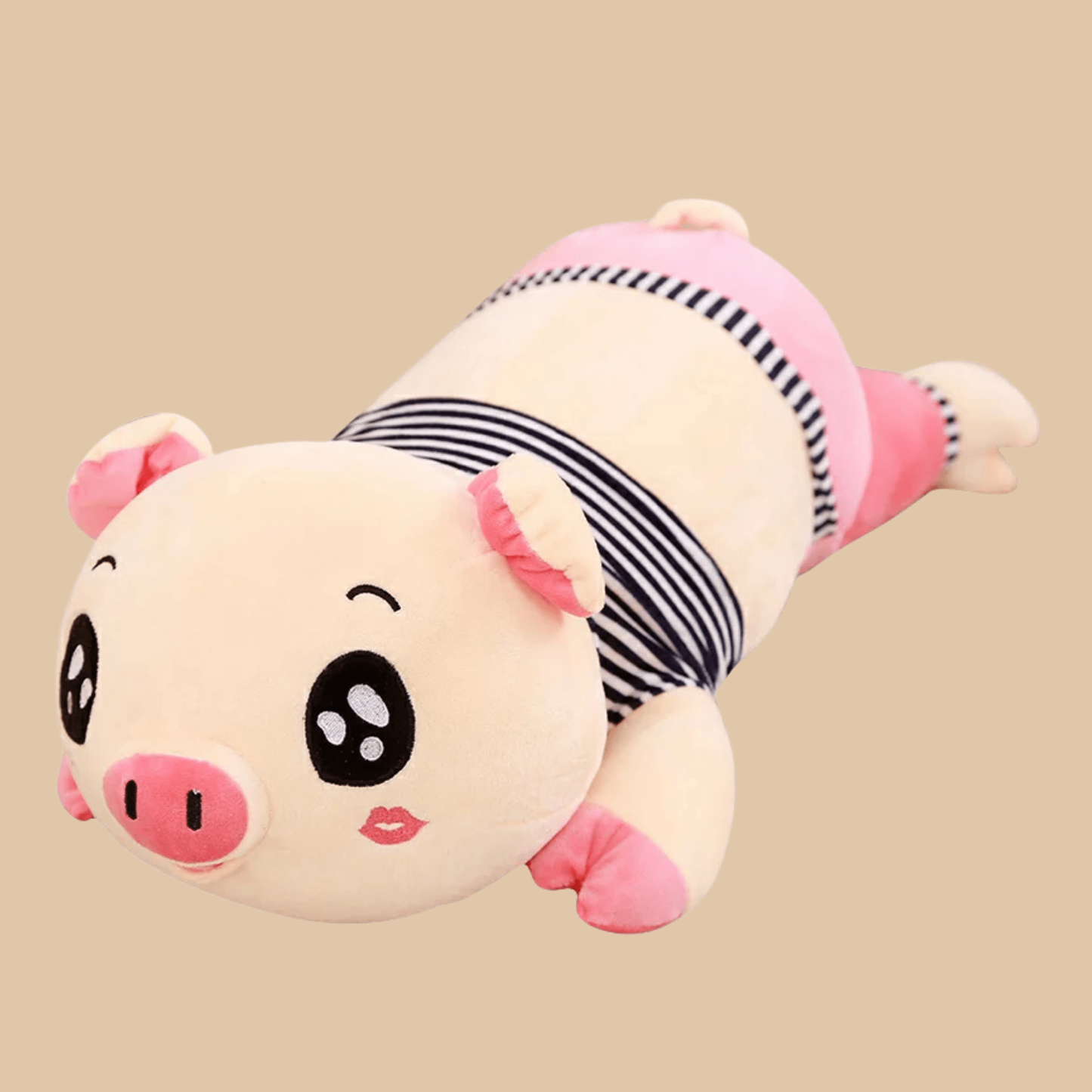 XL Pink Pig Plush Pillow – Soft Stuffed Bolster Cushion with Embroidered Outfit (25"–30") - COLO