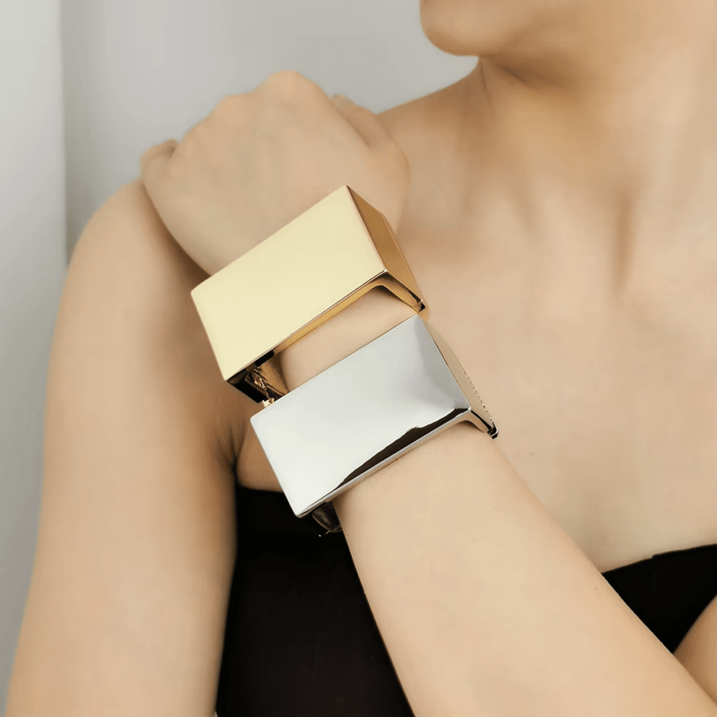 Chunky Geometric Bangle Bracelet Set 2PCS - COLO