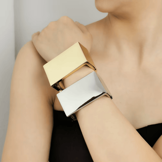 Chunky Geometric Bangle Bracelet Set 2PCS - COLO