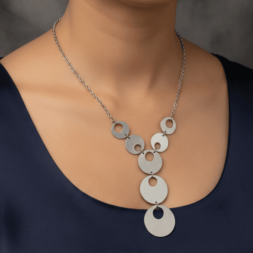 Geometric Drop Silver Necklace - COLO
