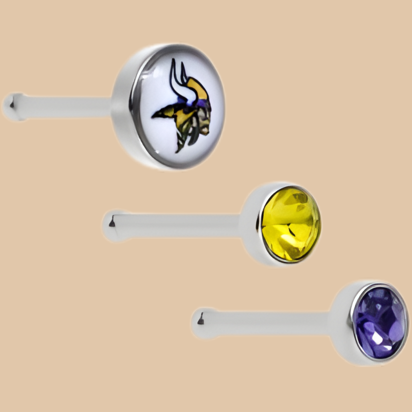 NFL Minnesota Vikings Barbell Tongue Ring Licensed SET