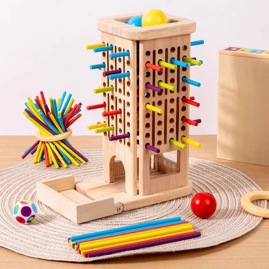 PULLING STICK GAME, Wooden Educational Three-In-One Puzzle Toy - COLO