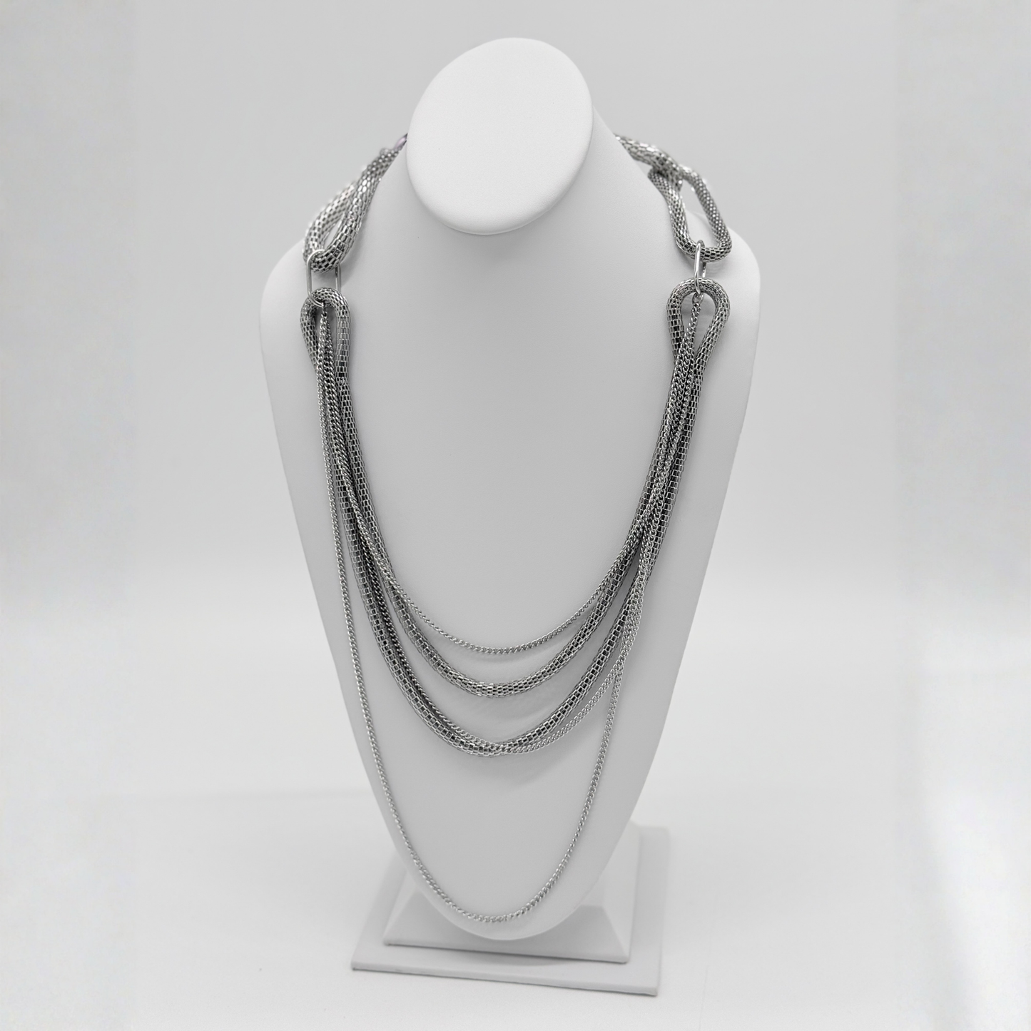 Silver-Toned Multi-Strand Statement Necklace