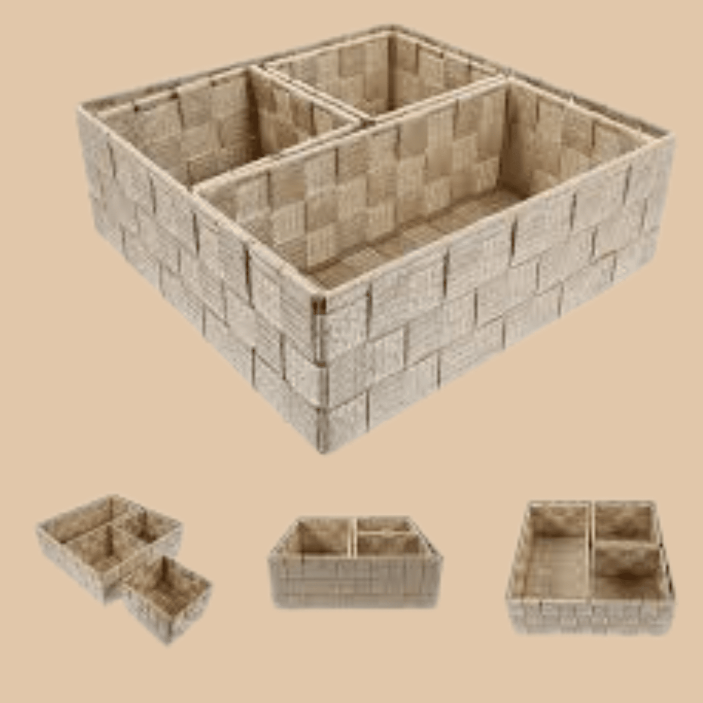 Cube Storage Organizer Set 4 Pcs Khaki Nylon - COLO