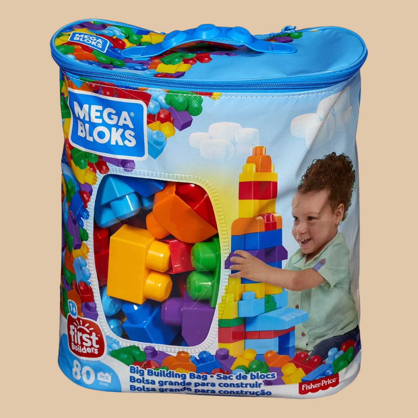 Mega Bloks 80-Piece Big Building Bag | Classic First Builders Set - COLO